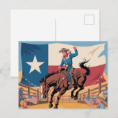 Carte Postale Texas pride cowboy art rodéo scène (Devant / Derrière)