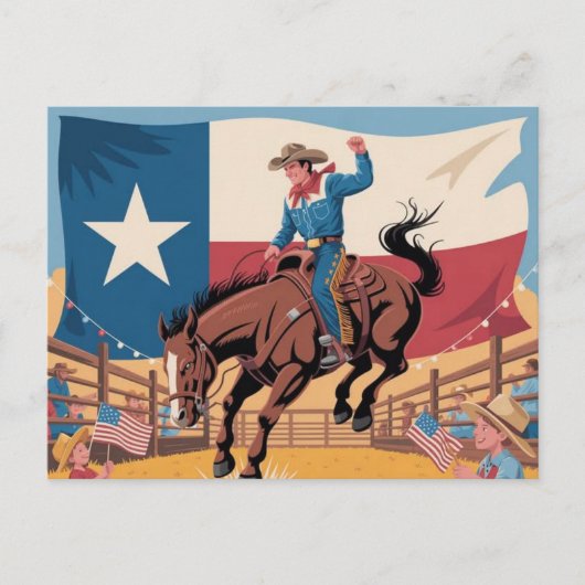 Carte Postale Texas pride cowboy art rodéo scène (Devant)