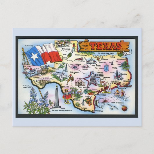 Carte postale Texas State Map (Devant)