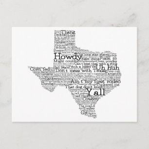 Carte postale Texas USA Slang Word Art Map