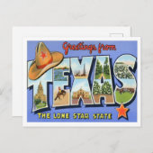 Carte postale Texas Vintage Big Letters (Devant / Derrière)