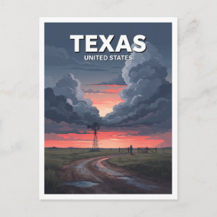 Carte Postale Texas Windmill et Prairie Storm Childress
