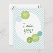 Carte Postale Texte Abstrait Floral bleu moderne (Devant / Derrière)