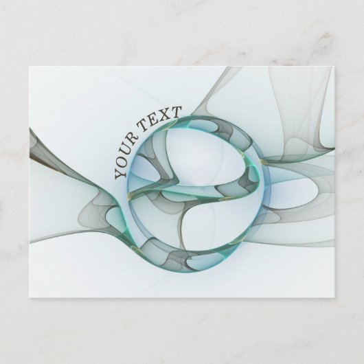 Carte Postale Texte Abstrait Fractal bleu turquoise gris (Devant)