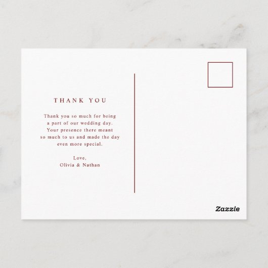 Carte Postale Texte blanc et rouge foncé | Photo Merci pour votr (Dos)