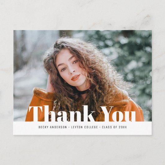 Carte Postale Texte blanc moderne diplôme photo merci (Devant)