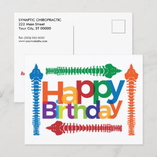 Carte Postale Texte coloré avec épines Chiropratique Anniversair