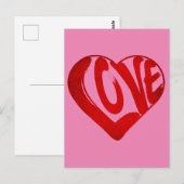 CARTE POSTALE TEXTE D'AMOUR TYPOGRAPHIE ROUGE SAINT VALENTIN (Devant / Derrière)
