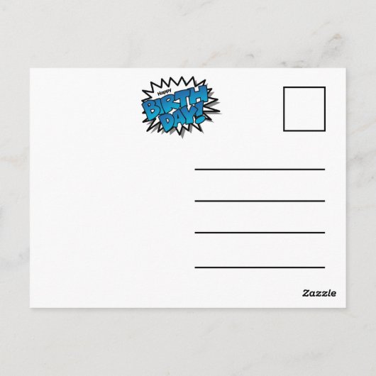 Carte Postale Texte de bande dessinée bleu clair - Joyeux Annive (Dos)