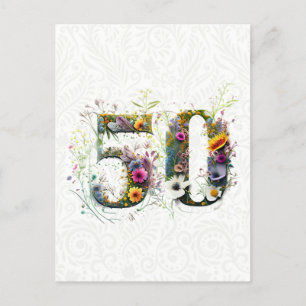 Carte Postale Texte de fleurs sauvages décoratives pour 50e anni
