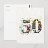 Carte Postale Texte de fleurs sauvages décoratives pour 50e anni (Devant / Derrière)