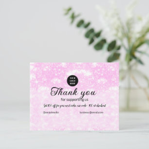 Carte Postale texte de logo ajouter une étincelle rose merci de