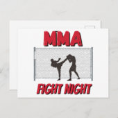 Carte Postale Texte de nuit de combat mixed martial art et Silho (Devant / Derrière)