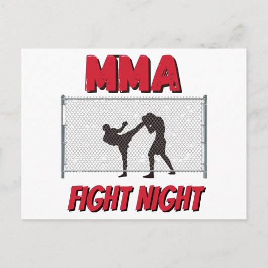 Carte Postale Texte de nuit de combat mixed martial art et Silho (Devant)