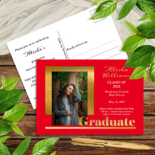 Carte Postale Texte doré élégant de promotion de diplômé 1 Photo