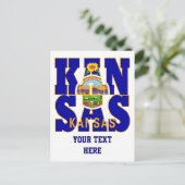 Carte Postale Texte du drapeau de l'État du Kansas (Debout devant)