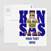 Carte Postale Texte du drapeau de l'État du Kansas (Devant / Derrière)