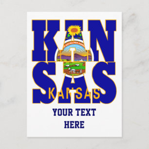 Carte Postale Texte du drapeau de l'État du Kansas