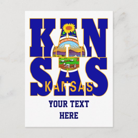 Carte Postale Texte du drapeau de l'État du Kansas (Devant)