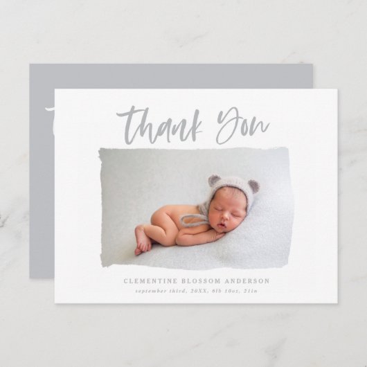 Carte Postale Texte du script merci faire-part de naissance (Devant / Derrière)