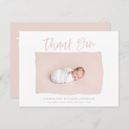 Carte Postale Texte du script merci faire-part de naissance (Devant / Derrière)