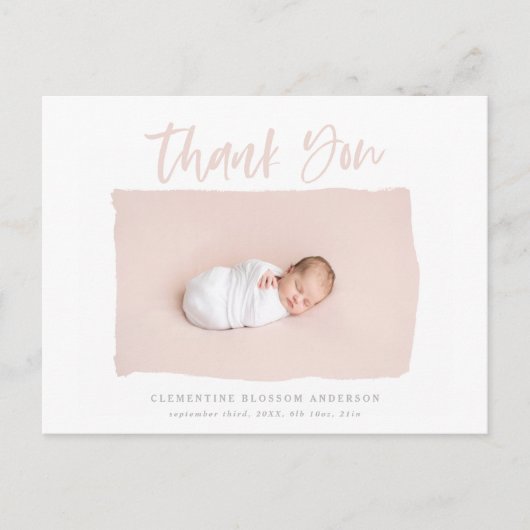 Carte Postale Texte du script merci faire-part de naissance (Devant)