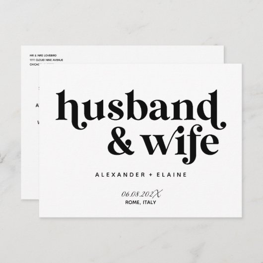 Carte Postale Texte en Gras Seulement Mariage Intime Mari & Femm (Devant / Derrière)