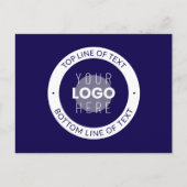 Carte Postale Texte et logo personnalisables | Bleu foncé violet (Devant)