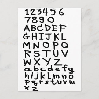 Carte Postale Texte et numéro ABC