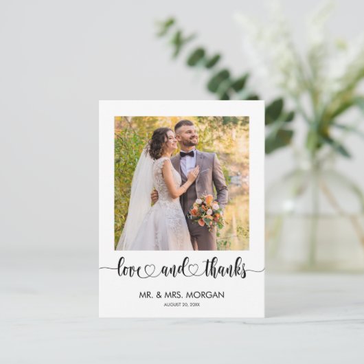 Carte Postale Texte et photo de script simple | Remerciement de (Debout devant)