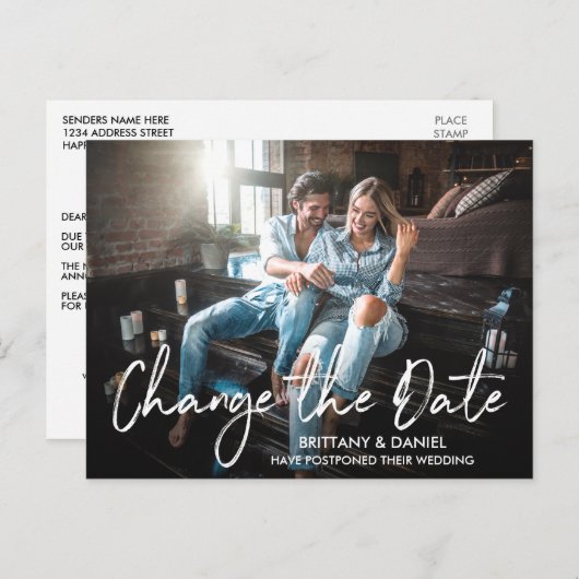 Carte Postale Texte manuscrit Brush Script Modifier La Date Phot (Devant / Derrière)