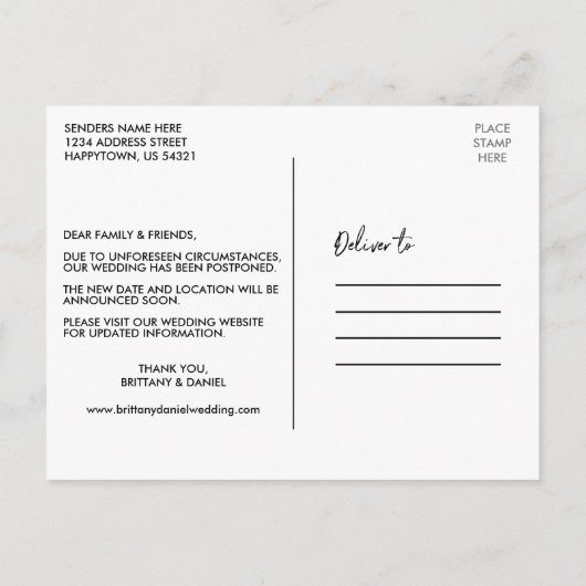 Carte Postale Texte manuscrit Brush Script Modifier La Date Phot (Dos)