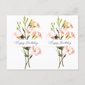 Carte Postale Texte manuscrit élégant de fleurs pour anniversair