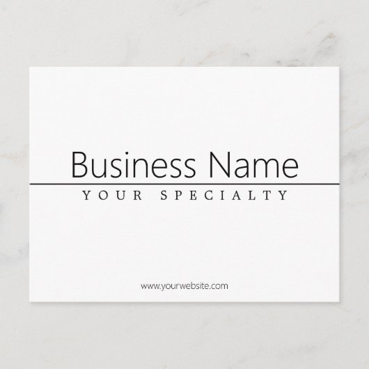 Carte Postale Texte noir classique simple sur blanc (Devant)