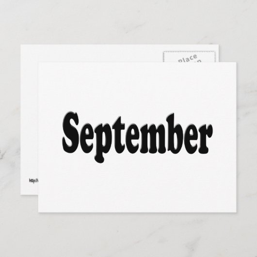 Carte Postale Texte noir septembre (Devant / Derrière)
