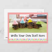 Carte Postale Texte personnalisable Oiseau bébé mignon Pinson Pi (Devant / Derrière)