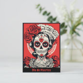 Carte Postale Texte personnalisé 💀 Calavera Pop Art rouge et bl (Debout devant)