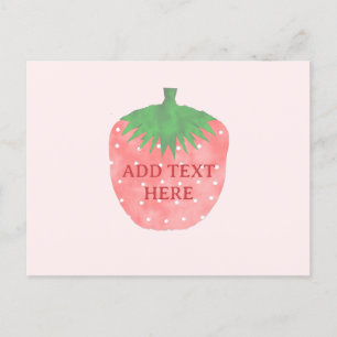 Carte Postale Texte personnalisé de dessin de fraises