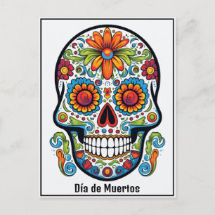 Carte Postale Texte personnalisé 💀 doodle coloré Día de Muertos