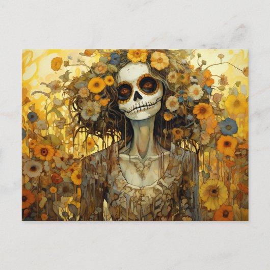 Carte Postale Texte personnalisé 💀 La Calavera Catrina avec fle (Devant)