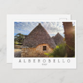 Carte Postale Texte personnalisé, logements trulli en Alberobell (Devant / Derrière)