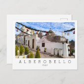 Carte Postale Texte personnalisé, maisons trulli en Alberobello (Devant / Derrière)