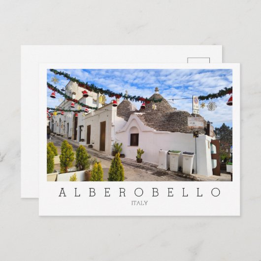 Carte Postale Texte personnalisé, maisons trulli en Alberobello (Devant / Derrière)