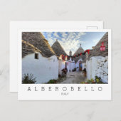 Carte Postale Texte personnalisé, rue avec trullis à Alberobello (Devant / Derrière)