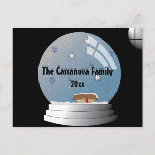 Carte Postale Texte personnalisé SnowGlobe illustré