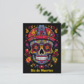 Carte Postale Texte personnalisé 💀 style doodé Día de Muertos (Debout devant)