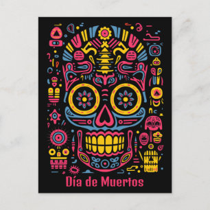 Carte Postale Texte personnalisé 💀 style doodé Día de Muertos