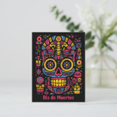 Carte Postale Texte personnalisé 💀 style doodle Día de Muertos (Debout devant)