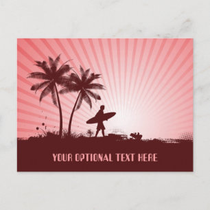 Carte postale texte personnalisée Plage Surfer