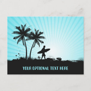 Carte postale texte personnalisée Plage Surfer